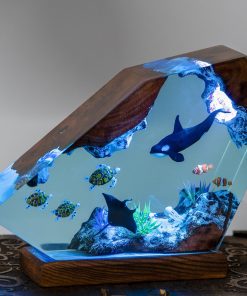 Orca and Turtle Resin Lamp
